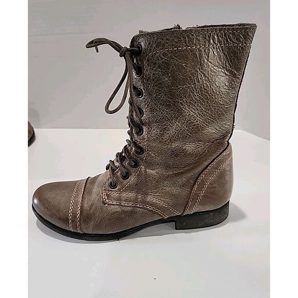 Steve Madden Leather Womens Troopa Combat Boot Size 8.5 Taupe Lace Up - Picture 11 of 14